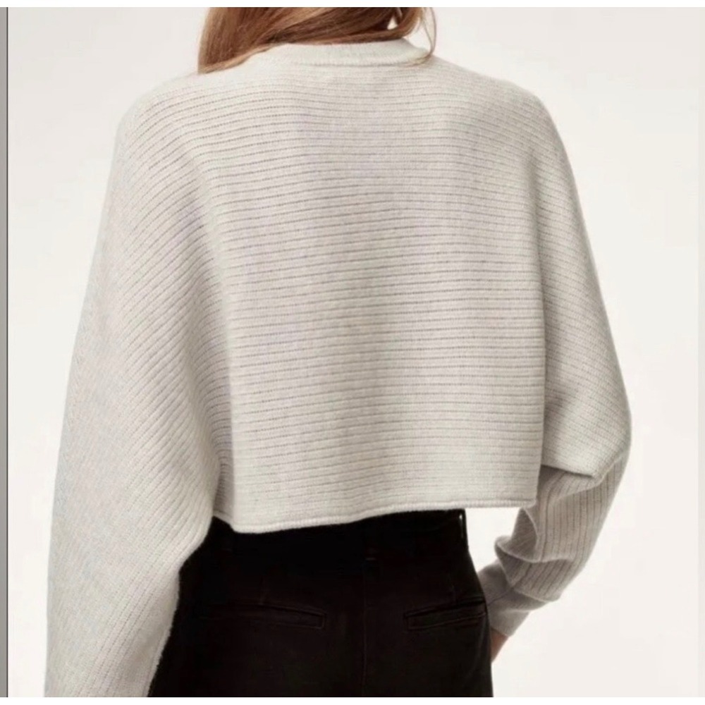 Wilfred Free Aritzia Gaze Sweater XXS Grey Ribbed Knit Cropped Dolman Sleeve - Picture 3 of 10